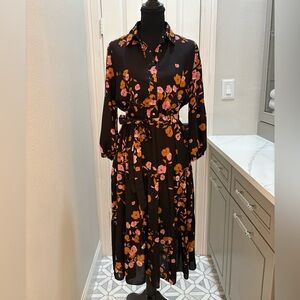 Nanette Lepore Black Dress with Pink and Orange Floral Print